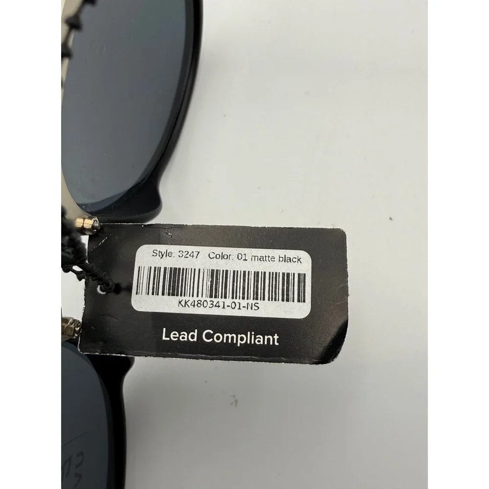 Lulus Ego UV400 Oversized Round Sunglasses Matte Black Silver 3247 NEW